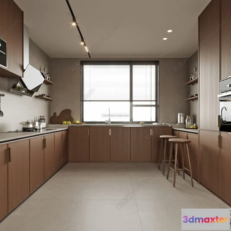 1370370 - Kitchen 3D Interior Scene Model - Wabi Sabi Style - 002 3D Max