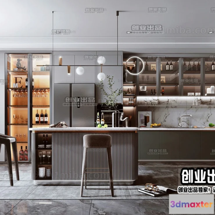 1372485 - Kitchen - Modern Style Interior 3D Scenes - 001 3D Max