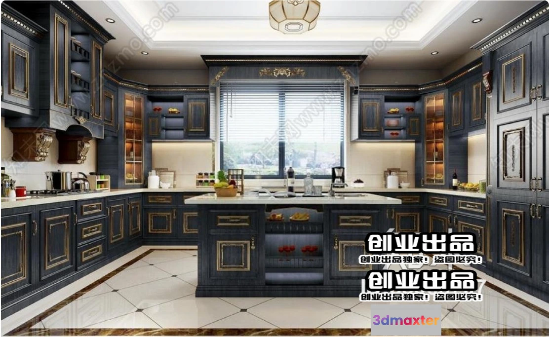 1373952 - Kitchen 3D Interior Scene Model - European Style - 032 3D Max