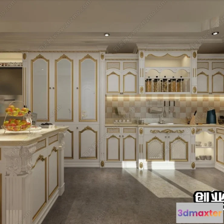 1374022 - Kitchen 3D Interior Scene Model - European Style - 033 3D Max