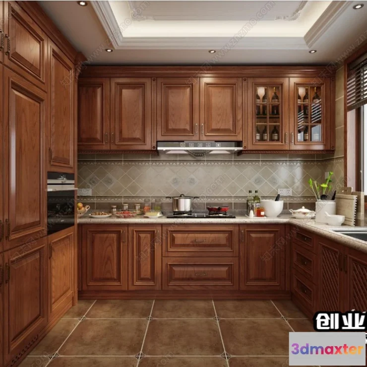 1374087 - Kitchen 3D Interior Scene Model - European Style - 034 3D Max