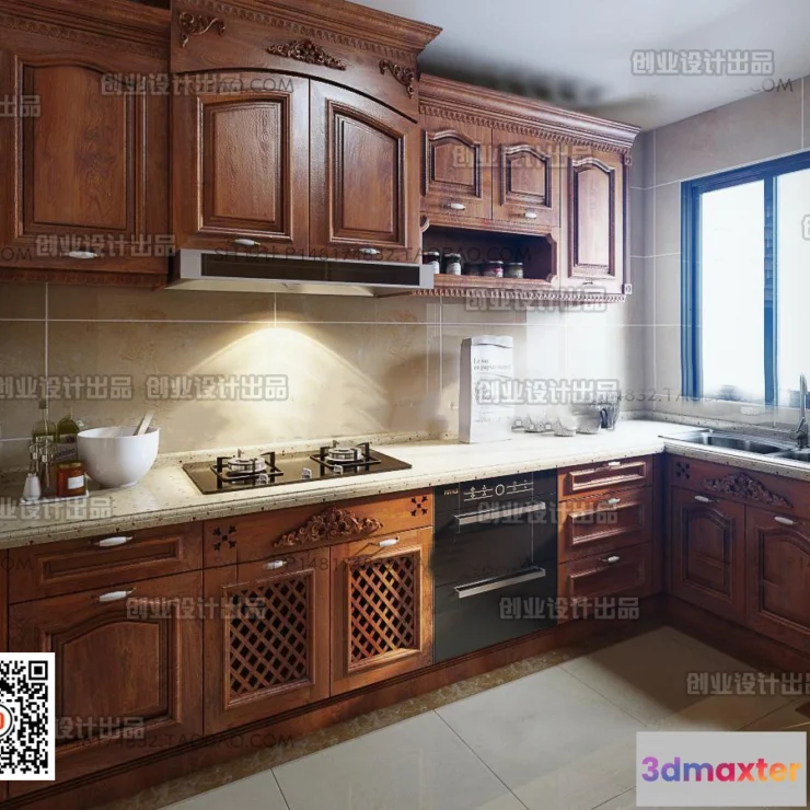 1374674 - Kitchen 3D Interior Scene Model - European Style - 043 3D Max