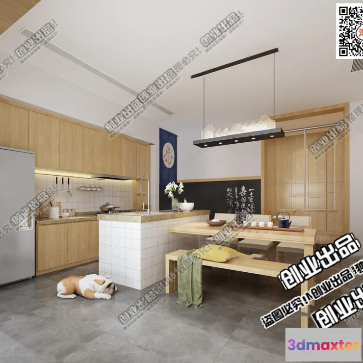 1376992 - Kitchen 3D Interior Scene - Japanese Style - 006 3D Max