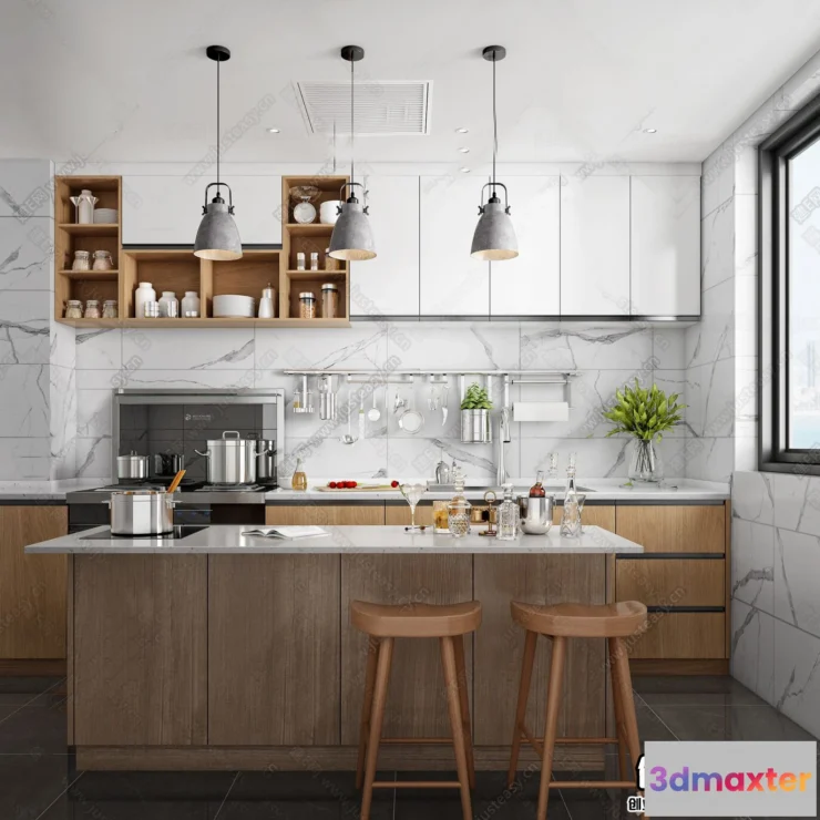 1377113 - Kitchen 3D Interior Scene - Japanese Style - 008 3D Max