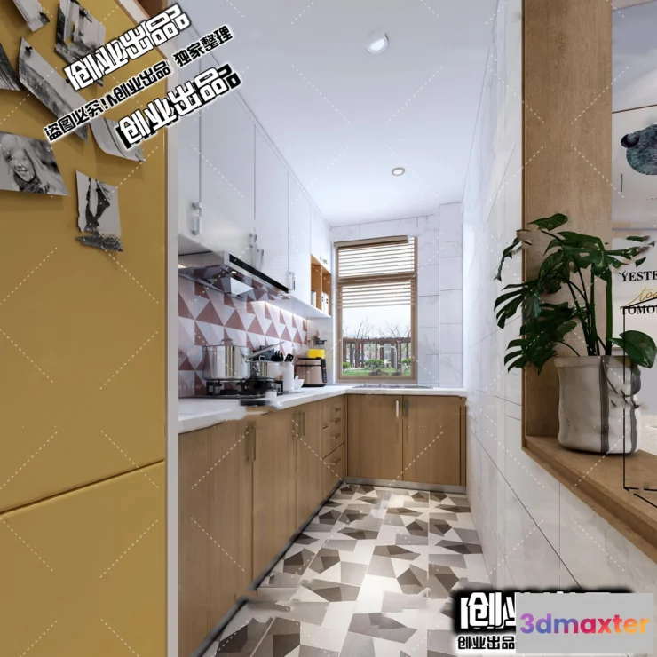 1377308 - Kitchen 3D Interior Scene - Japanese Style - 011 3D Max