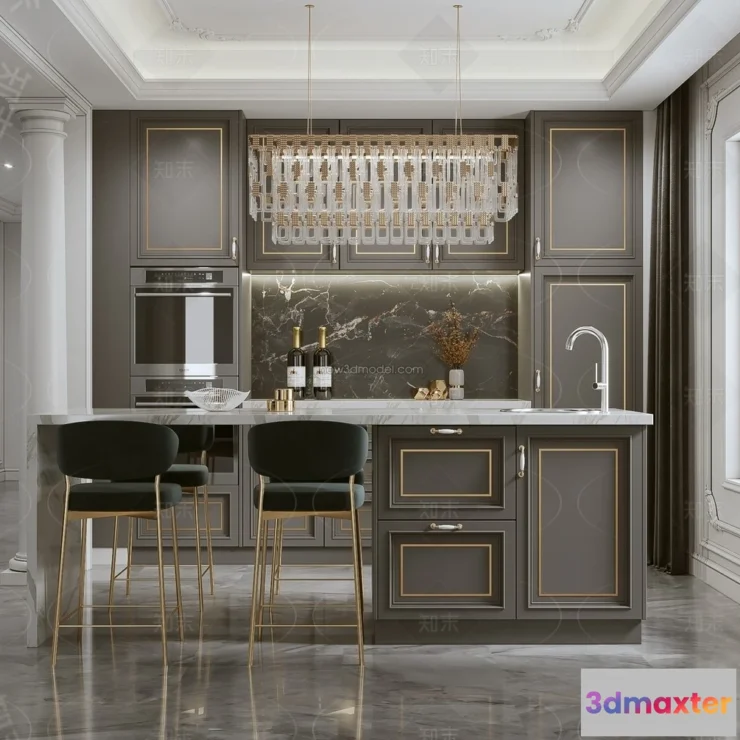 1383408 - Kitchen - 3D Interior Scene - French Style - 001 3D Max