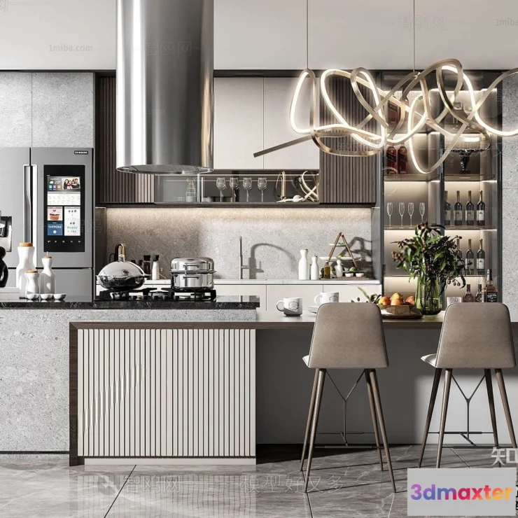 1389823 - Kitchen - Minimalist Style - 3D Interior Scene - 003 3D Max