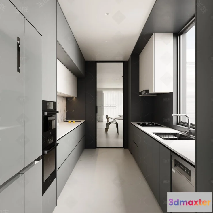 1572978 - Modern Style Interior 3D Blocks and 3D Models - Kitchen 3D Scene - 623 3D Max