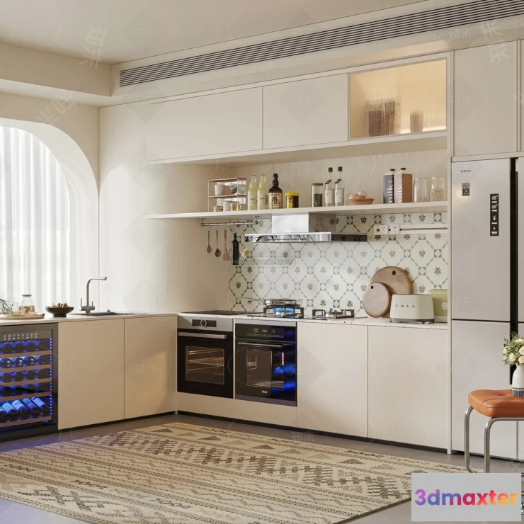 1572980 - Modern Style Interior 3D Blocks and 3D Models - Kitchen 3D Scene - 624 3D Max