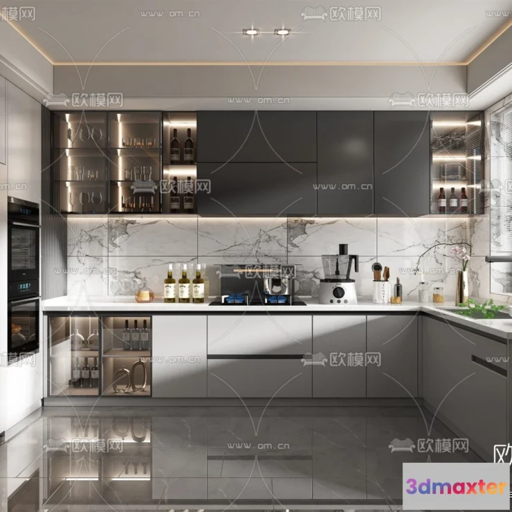 1580418 - Minimalist Style Interior 3D Blocks - Kitchen 3D Model - 244 3D Max