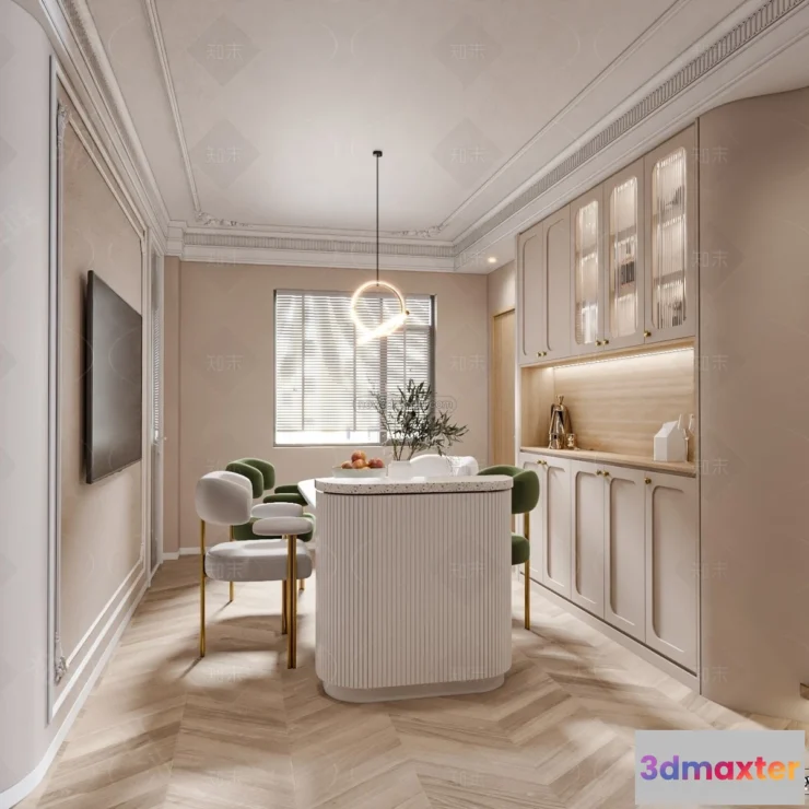 1580432 - Cream Style Interior 3D Blocks - Kitchen 3D Model - 264 3D Max