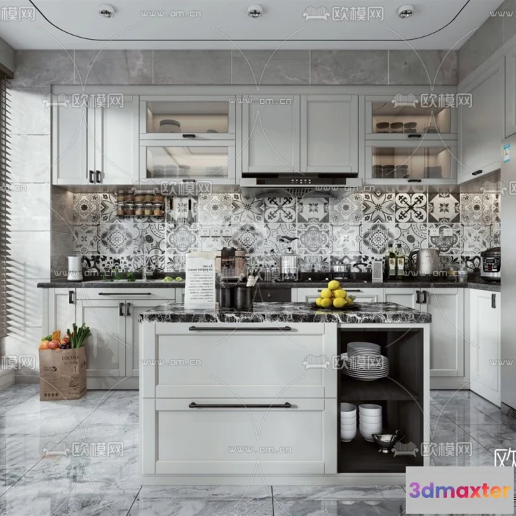 1580474 - Nordic Style Interior 3D Blocks - Kitchen 3D Model - 450 3D Max