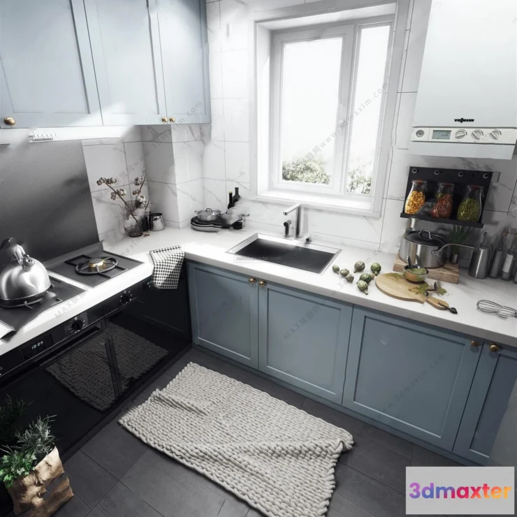 1580512 - Nordic Style Interior 3D Blocks - Kitchen 3D Model - 469 3D Max