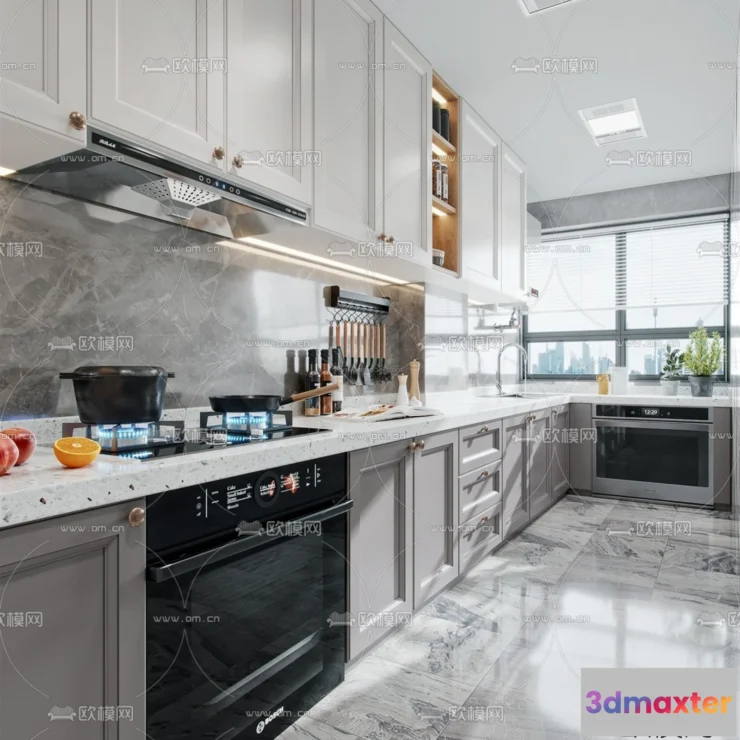 1580528 - Europe Style Interior 3D Blocks - Kitchen 3D Model - 302 3D Max