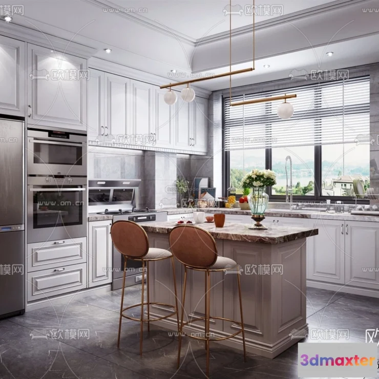 1580530 - Europe Style Interior 3D Blocks - Kitchen 3D Model - 303 3D Max