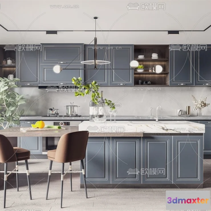 1580532 - Europe Style Interior 3D Blocks - Kitchen 3D Model - 304 3D Max