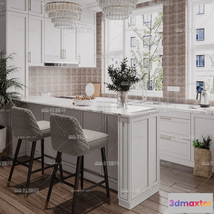 1580534 - Europe Style Interior 3D Blocks - Kitchen 3D Model - 305 3D Max