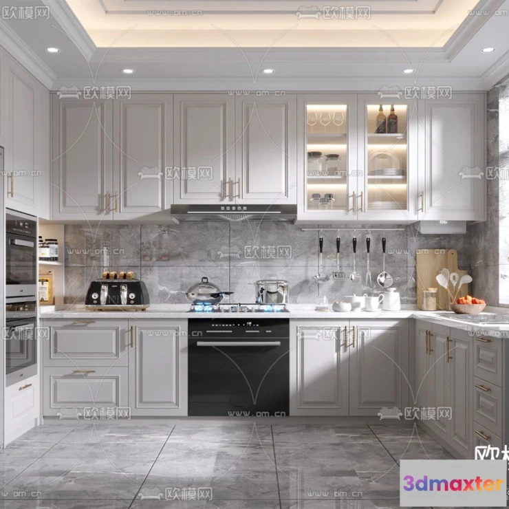 1580548 - Europe Style Interior 3D Blocks - Kitchen 3D Model - 312 3D Max