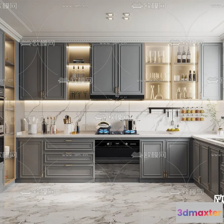 1580552 - Europe Style Interior 3D Blocks - Kitchen 3D Model - 314 3D Max