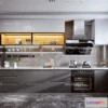 1580578 - Black - White - Gray Colors Interior 3D Blocks - Kitchen 3D Scene - 217 3D Max