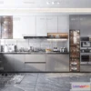 1580582 - Black - White - Gray Colors Interior 3D Blocks - Kitchen 3D Scene - 219 3D Max