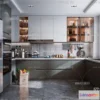 1580590 - Black - White - Gray Colors Interior 3D Blocks - Kitchen 3D Scene - 223 3D Max