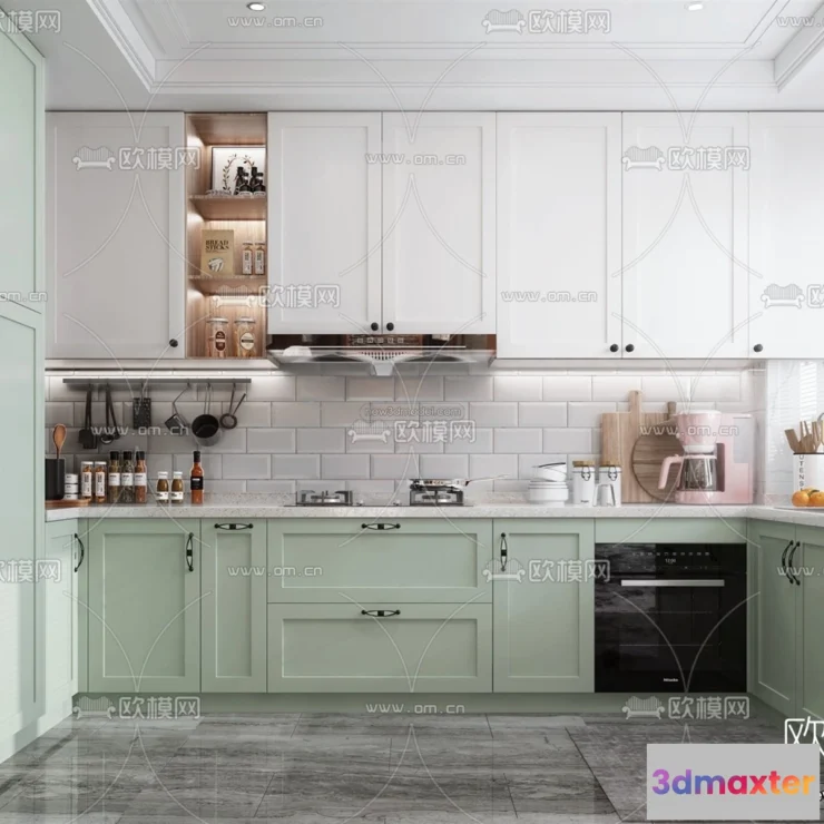 1580596 - Morandi Style Interior 3D Blocks - Kitchen 3D Scene - 212 3D Max