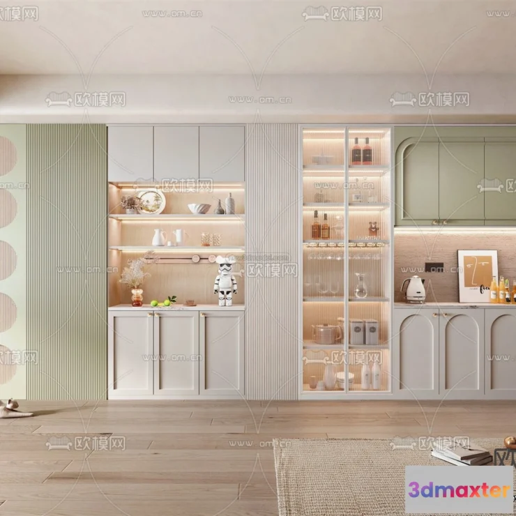 1580602 - Morandi Style Interior 3D Blocks - Kitchen 3D Scene - 215 3D Max