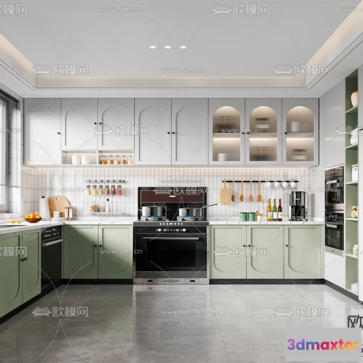 1580604 - Morandi Style Interior 3D Blocks - Kitchen 3D Scene - 216 3D Max