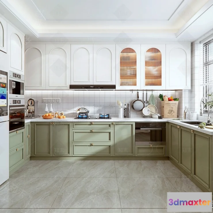 1580618 - Morandi Style Interior 3D Blocks - Kitchen 3D Scene - 223 3D Max