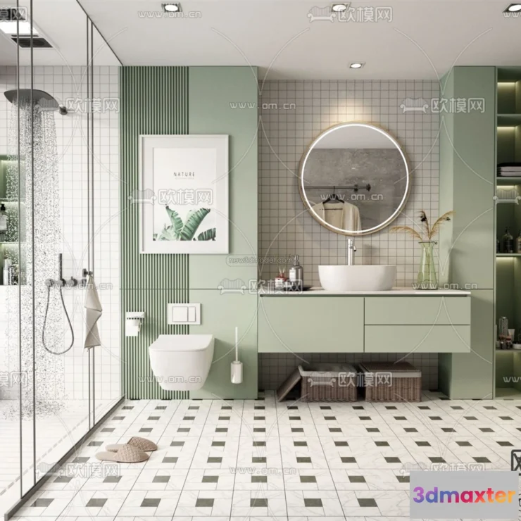 1580620 - Morandi Style Interior 3D Blocks - Kitchen 3D Scene - 224 3D Max