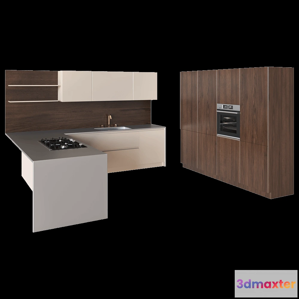 1645908 - TM Italia - Kitchen Composizione Angolare Con Penisola E Colonne 3D Max