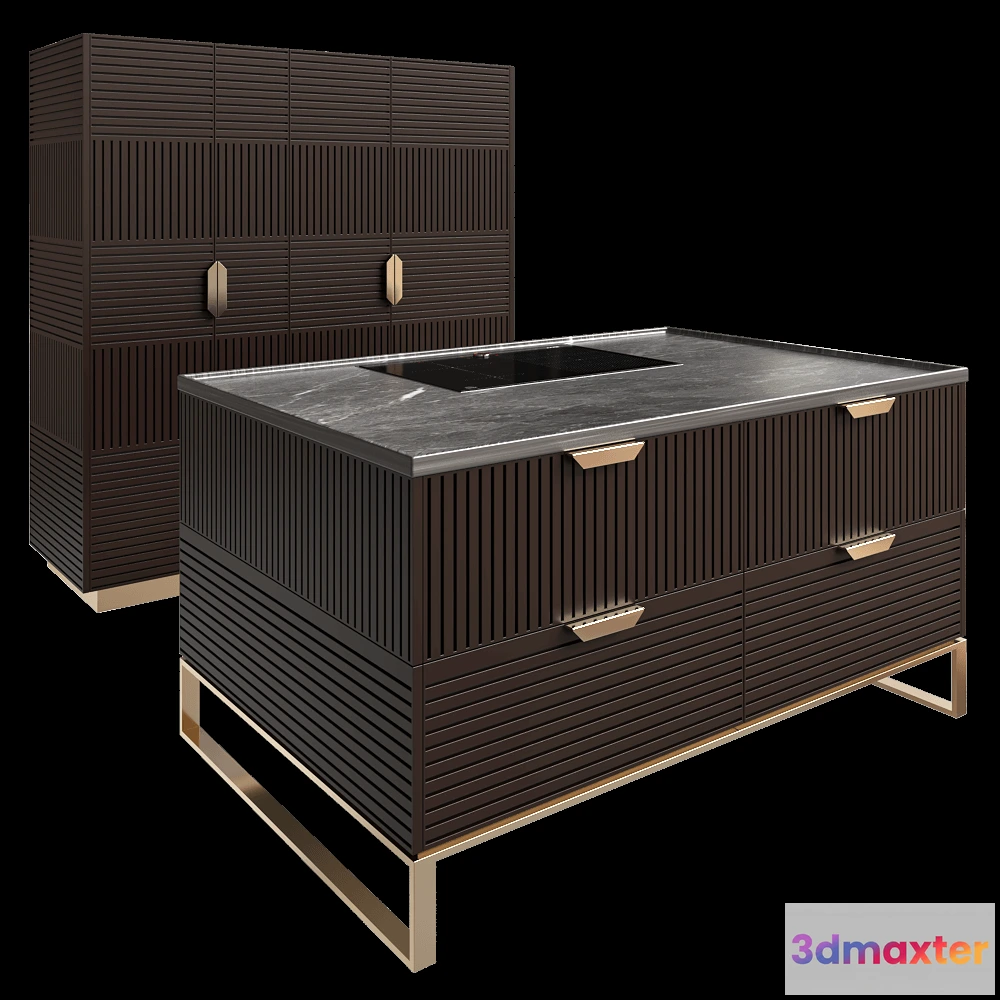 1645924 - TM Italia - Kitchen MIUCCIA COMPOSITION OF DOUBLE ISLANDS AND COLUMNS 3D Max