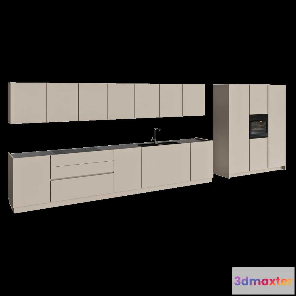 1645946 - TM Italia - Kitchen D90 Linear composition with bases wall units and columns 3D Max