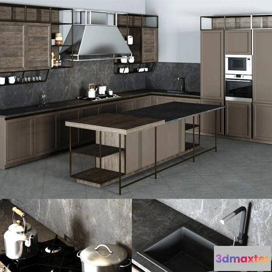 1646174 - kitchen - Kitchen Furniture Frame Snaidero 3D Max