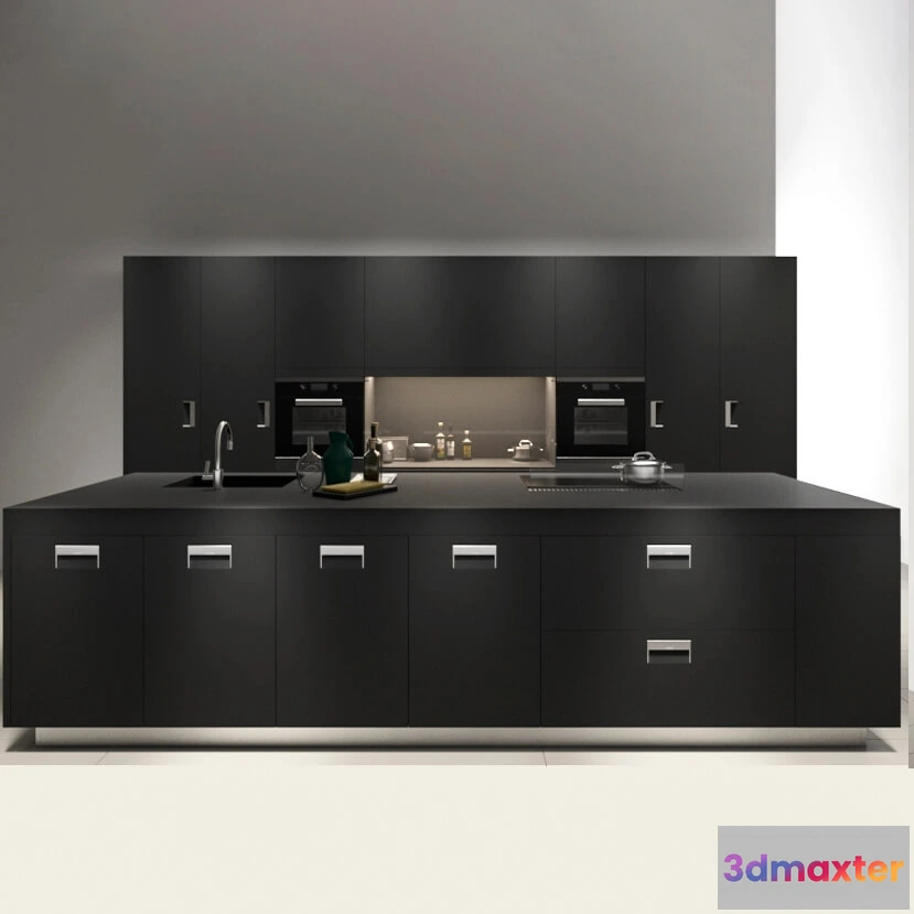 1646254 - kitchen - Arclinea italia black armour 3D Max