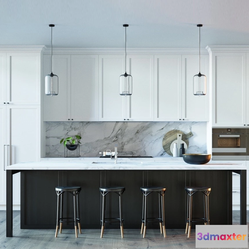 1646264 - kitchen - BLACK & WHITE KITCHEN 3D Max