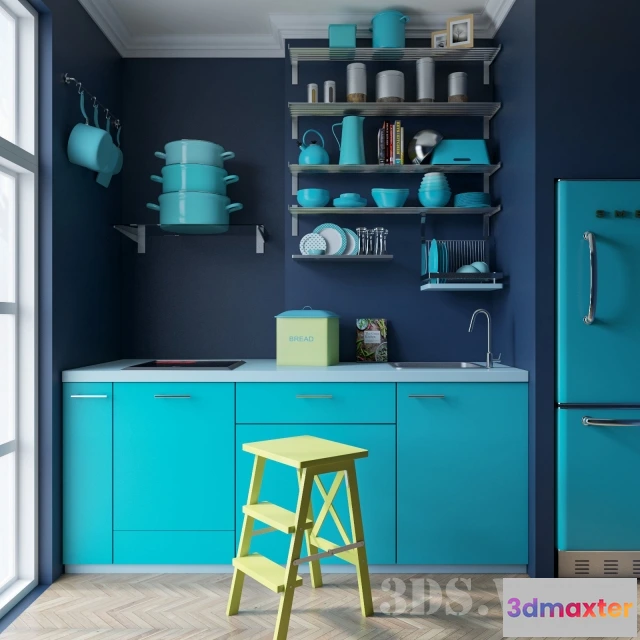1646288 - kitchen - Blue kitchen 3D Max