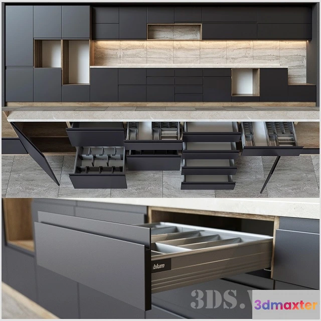 1646334 - kitchen - Kitchen furniture with Blum accessories 3D Max