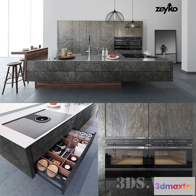 1646338 - kitchen - Forum Stone Kitchen Oceangreen by Zeyko 3D Max