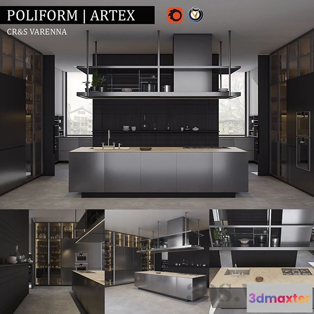1646376 - kitchen - Kitchen Poliform Varenna Artex 3D Max