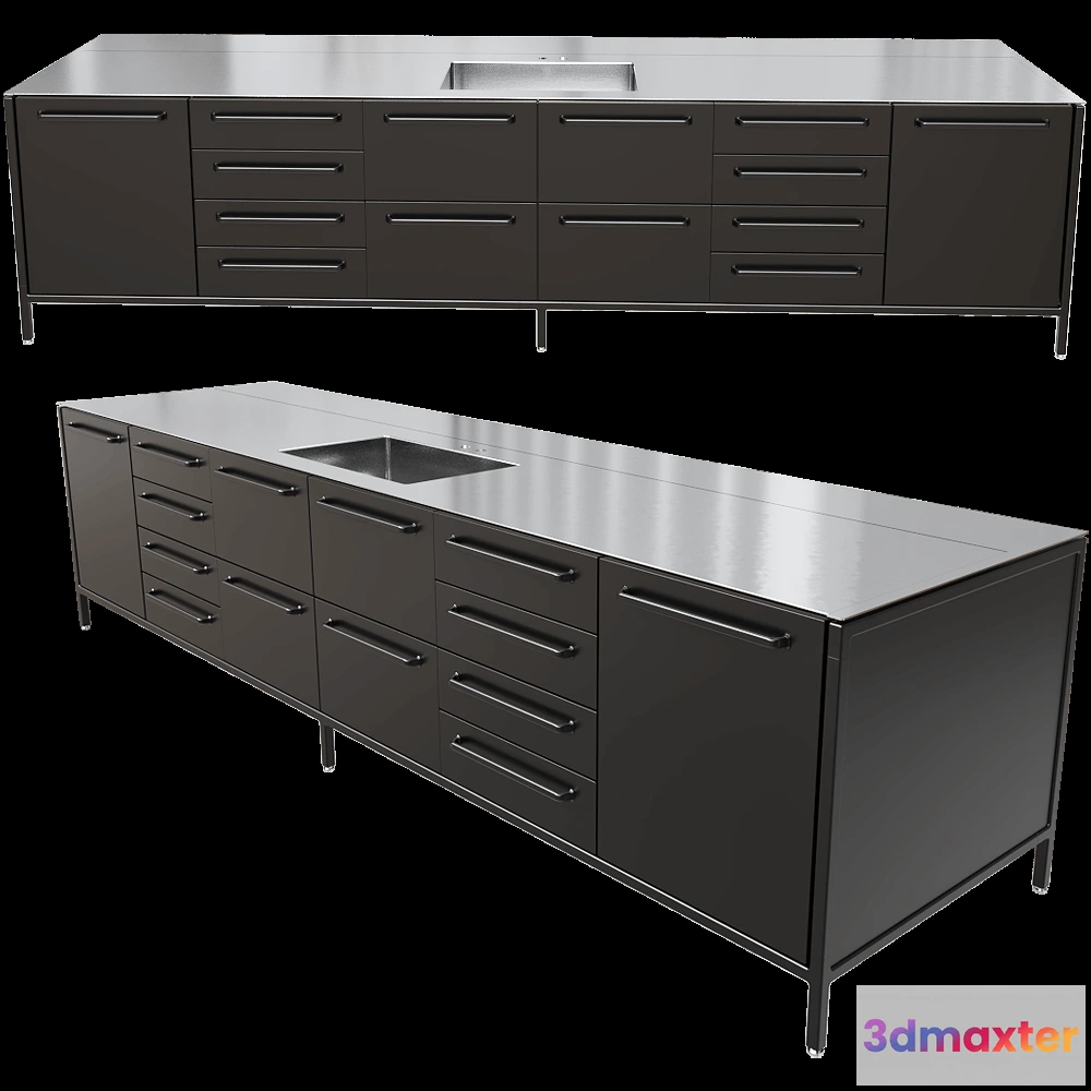 1646478 - Vipp - Kitchen Vipp V1 Island w. seat module 3D Max