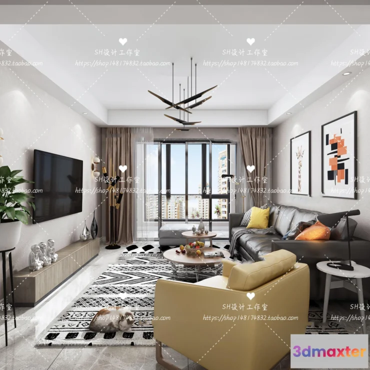 1118002 - LIVING ROOM 3D SCENES - VRAY RENDER - 370