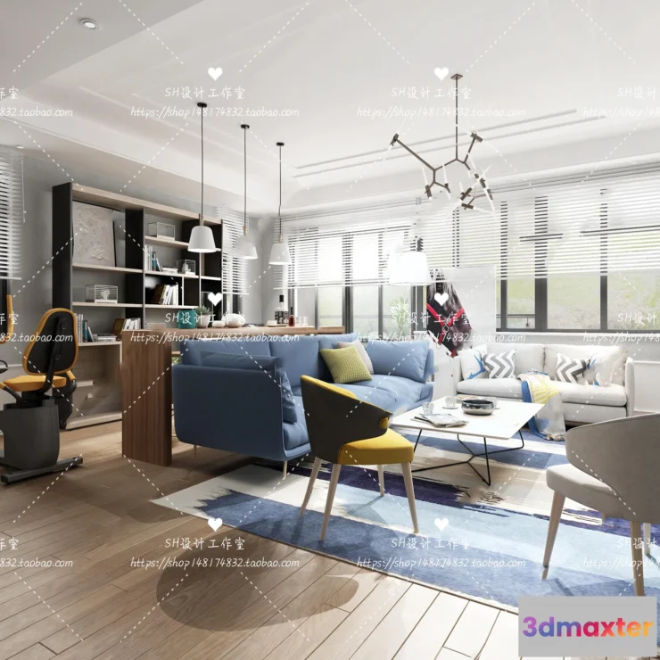 1118022 - LIVING ROOM 3D SCENES - VRAY RENDER - 380