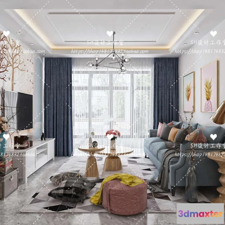 1118040 - LIVING ROOM 3D SCENES - VRAY RENDER - 389