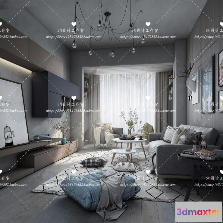 1118042 - LIVING ROOM 3D SCENES - VRAY RENDER - 390