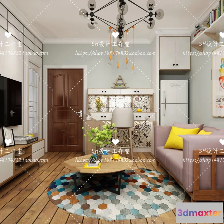 1118082 - LIVING ROOM 3D SCENES - VRAY RENDER - 410