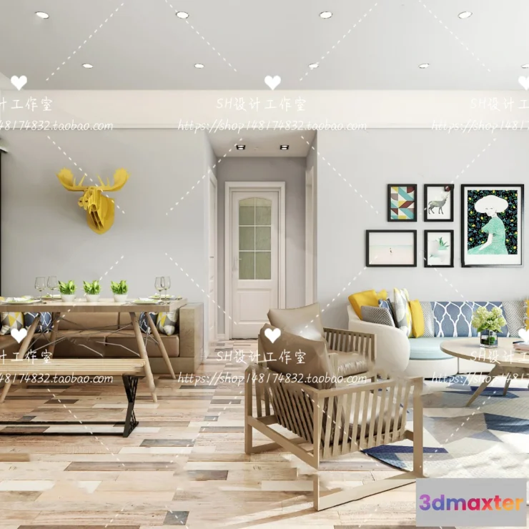 1118086 - LIVING ROOM 3D SCENES - VRAY RENDER - 412