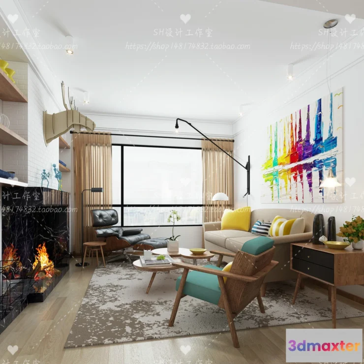 1118182 - LIVING ROOM 3D SCENES - VRAY RENDER - 460