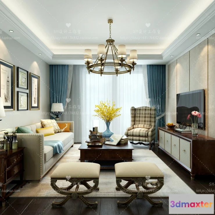 1118502 - LIVING ROOM 3D SCENES - VRAY RENDER - 620